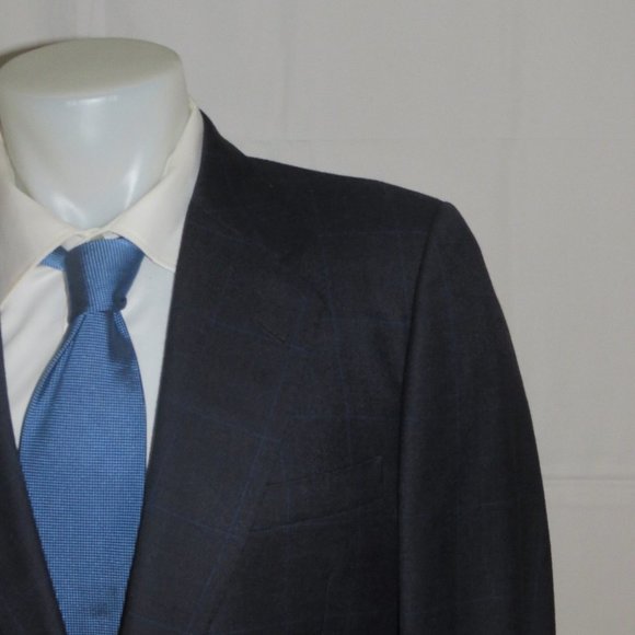 Chester Barrie Super 100 Blue Plaid Flannel Weight Two Button Suit 41L - Picture 1 of 14